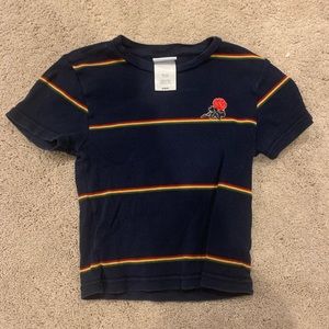 Navy Rose Embroidered Tee